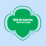 Girl Scouts of America Logo with AICHE Girl Scout Day in the center.
