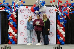 BCoE Office of K12 Outreach Director Shana Lee, alongside BCoE Office of K12 Outreach Robotics Coordinator Nichole Peterson with 